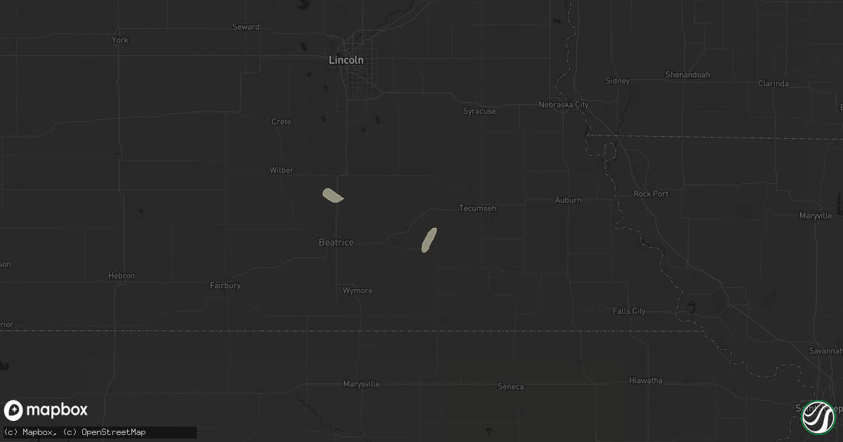Hail map in Crab Orchard, NE on May 29, 2026
