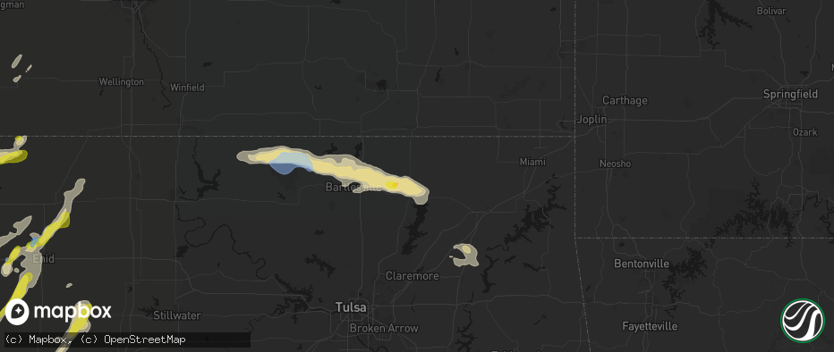 Hail map in Delaware, OK on May 29, 2026