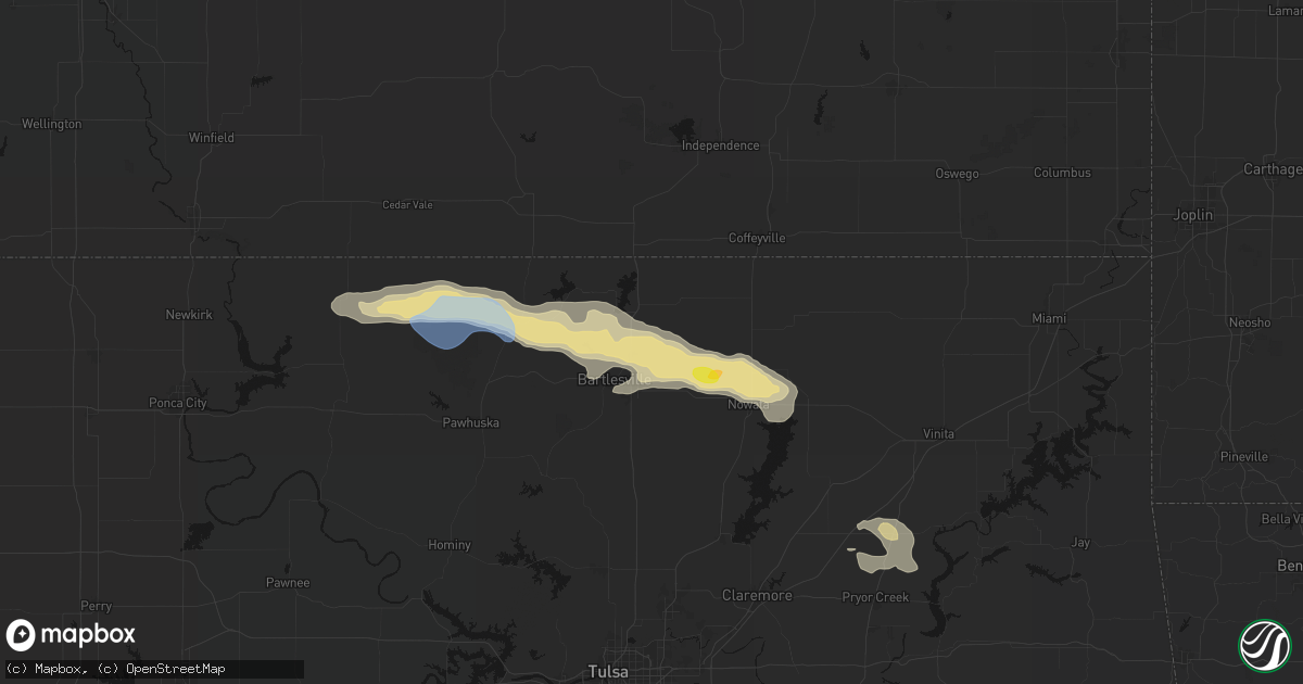Hail map in Dewey, OK on May 29, 2026