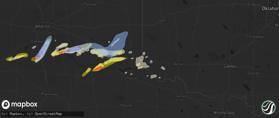 Hail map in Dodson, TX on May 29, 2026