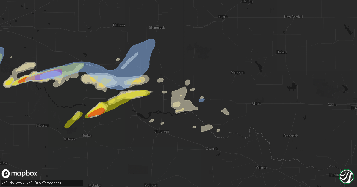 Hail map in Dodson, TX on May 29, 2026