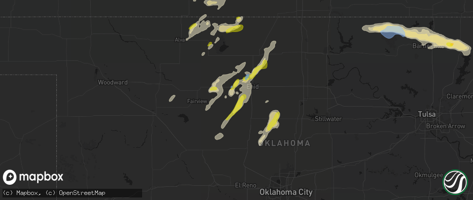 Hail map in Drummond, OK on May 29, 2026