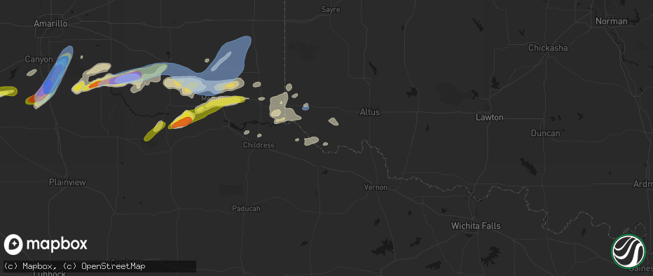 Hail map in Eldorado, OK on May 29, 2026