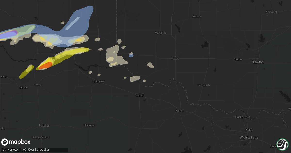 Hail map in Eldorado, OK on May 29, 2026