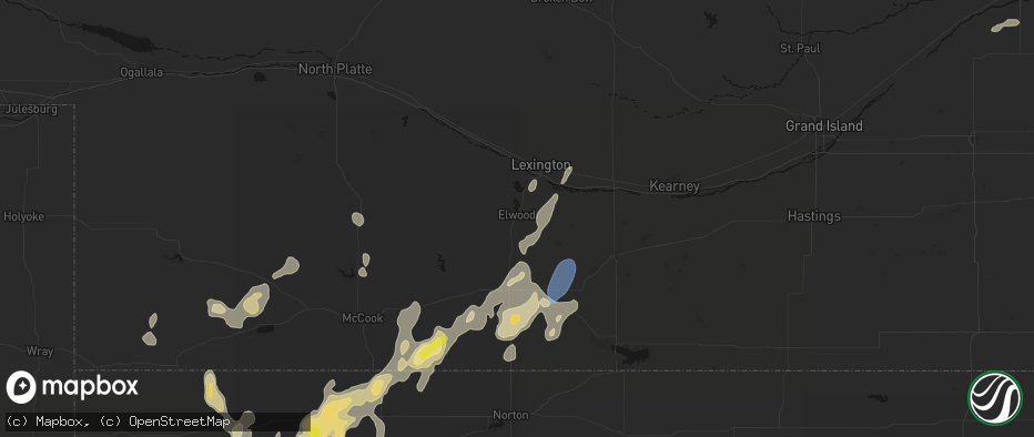 Hail map in Elwood, NE on May 29, 2026