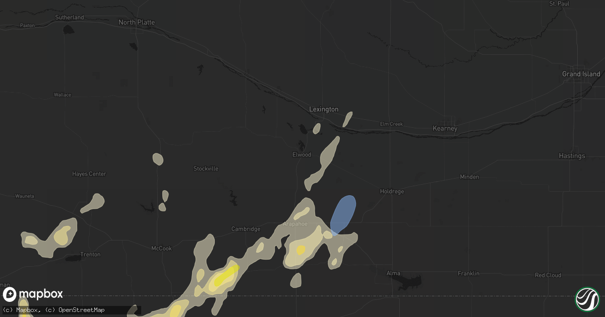 Hail map in Elwood, NE on May 29, 2026