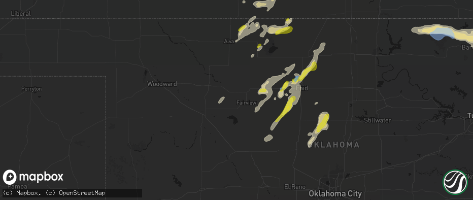 Hail map in Fairview, OK on May 29, 2026