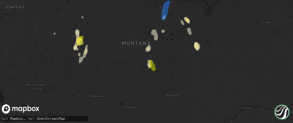 Hail map in Forest Grove, MT on May 29, 2026