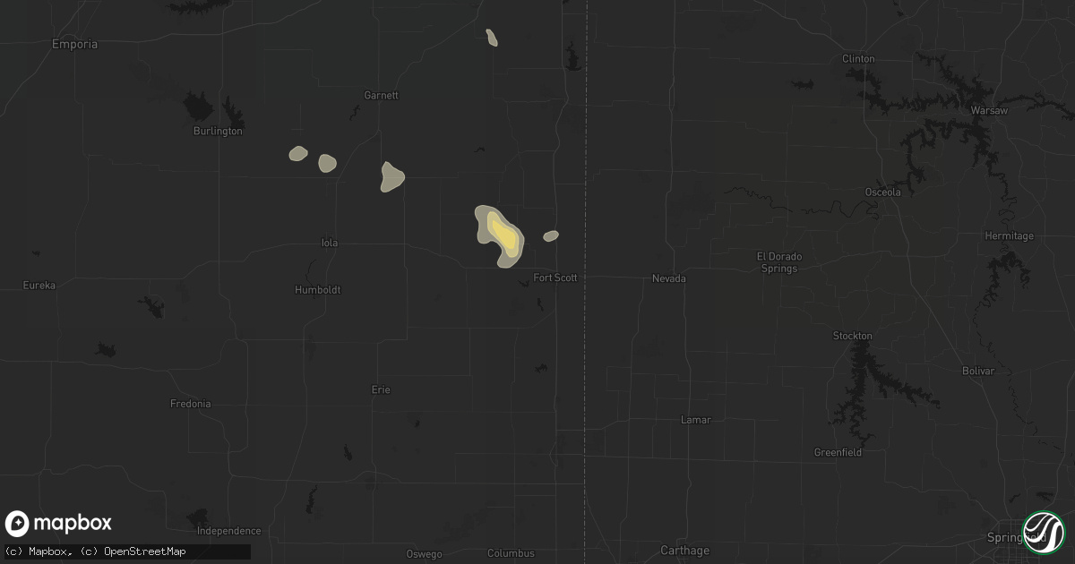 Hail map in Fort Scott, KS on May 29, 2026