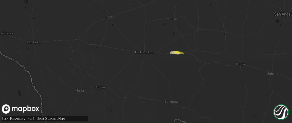 Hail map in Fort Stockton, TX on May 29, 2026