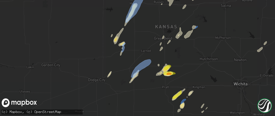 Hail map in Garfield, KS on May 29, 2026