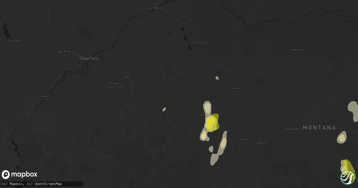 Hail map in Geyser, MT on May 29, 2026