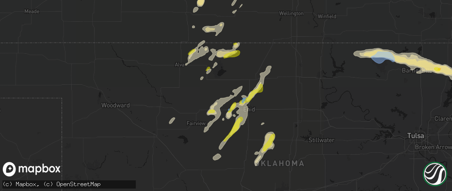 Hail map in Goltry, OK on May 29, 2026