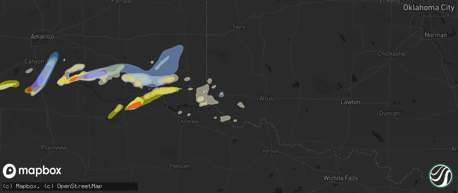 Hail map in Gould, OK on May 29, 2026