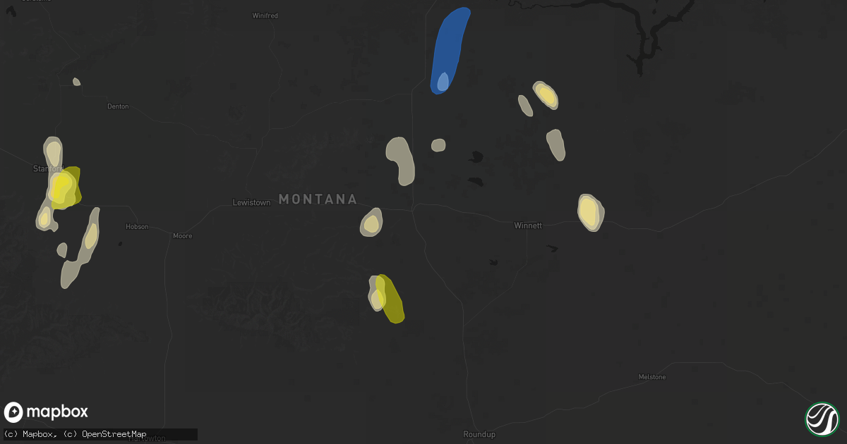 Hail map in Grass Range, MT on May 29, 2026