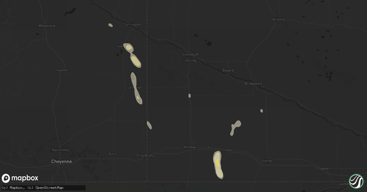 Hail map in Harrisburg, NE on May 29, 2026