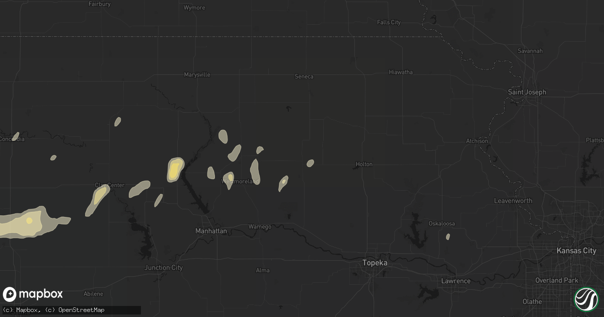 Hail map in Havensville, KS on May 29, 2026