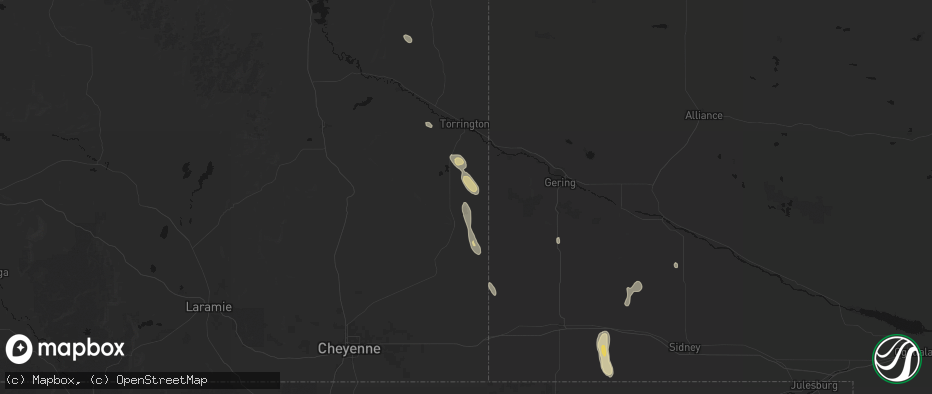 Hail map in Hawk Springs, WY on May 29, 2026