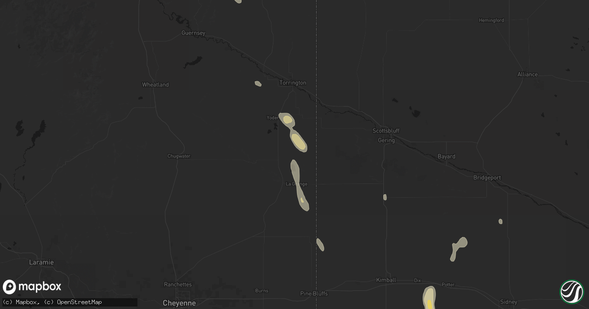 Hail map in Hawk Springs, WY on May 29, 2026