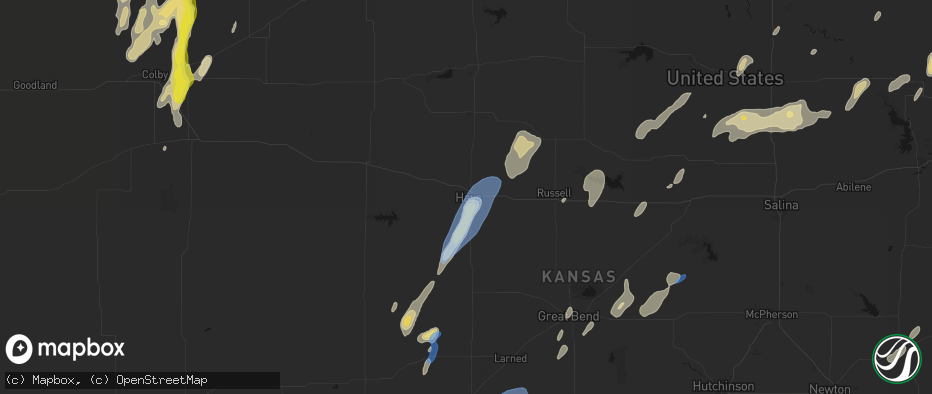 Hail map in Hays, KS on May 29, 2026