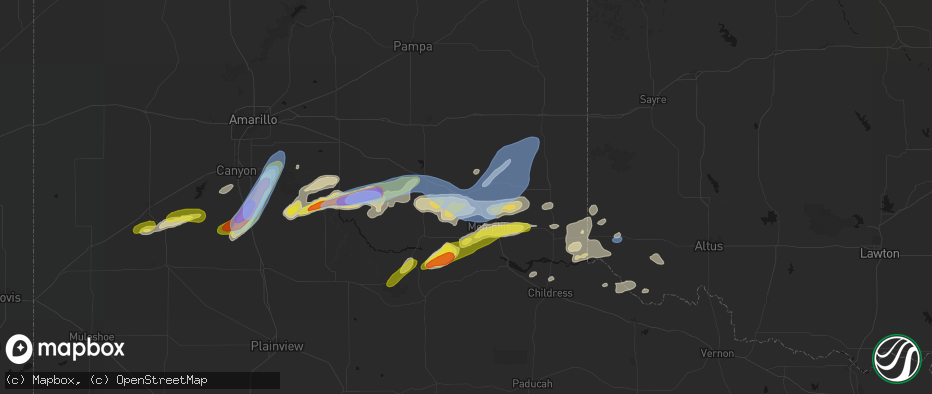 Hail map in Hedley, TX on May 29, 2026
