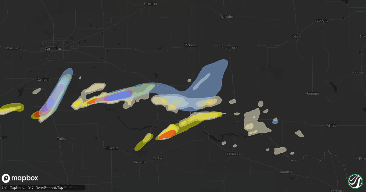Hail map in Hedley, TX on May 29, 2026