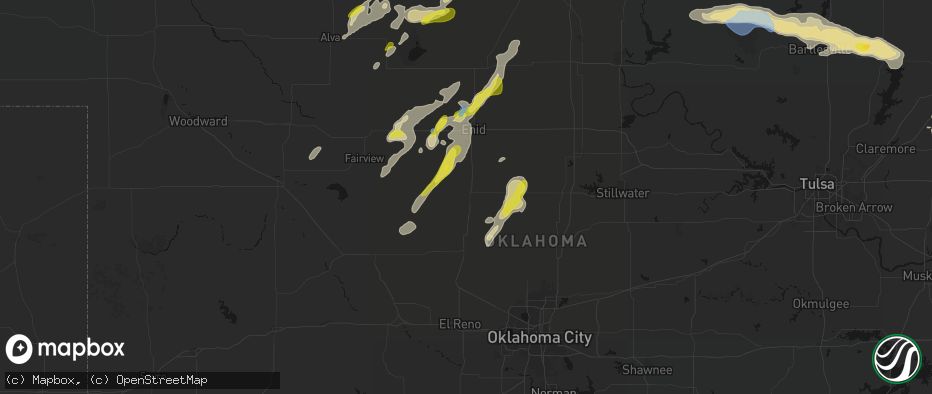 Hail map in Hennessey, OK on May 29, 2026