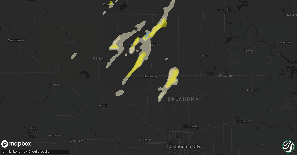 Hail map in Hennessey, OK on May 29, 2026