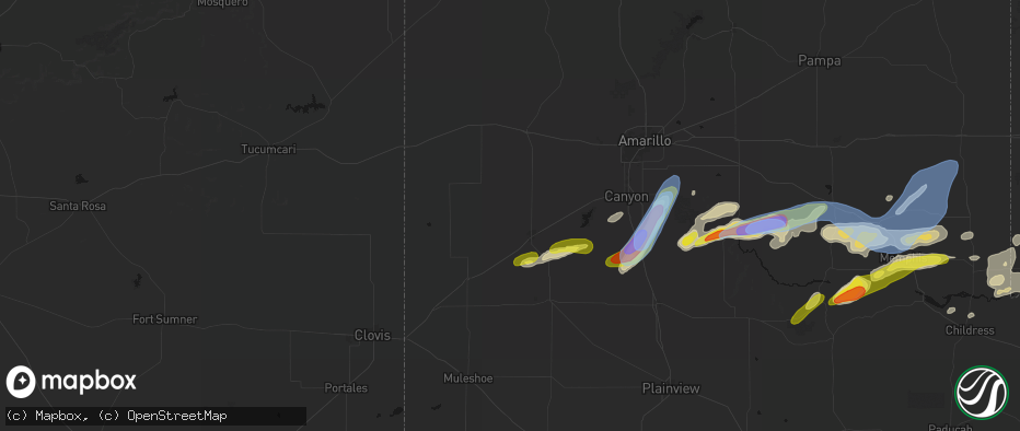 Hail map in Hereford, TX on May 29, 2026