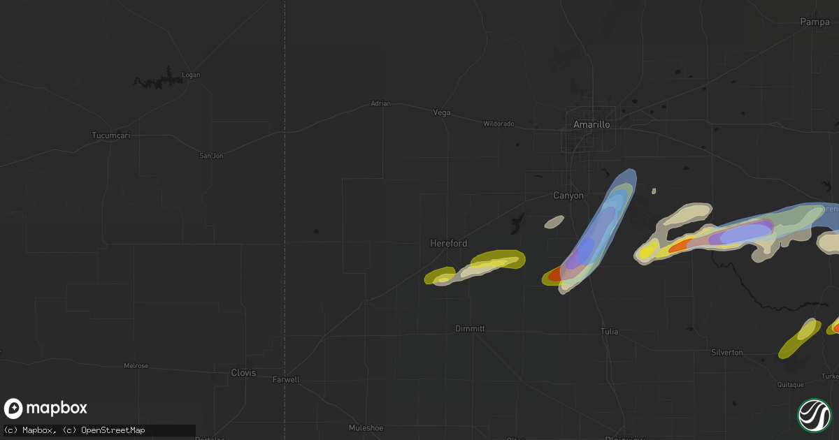 Hail map in Hereford, TX on May 29, 2026