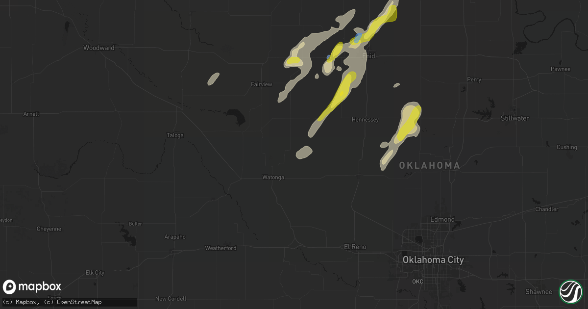Hail map in Hitchcock, OK on May 29, 2026