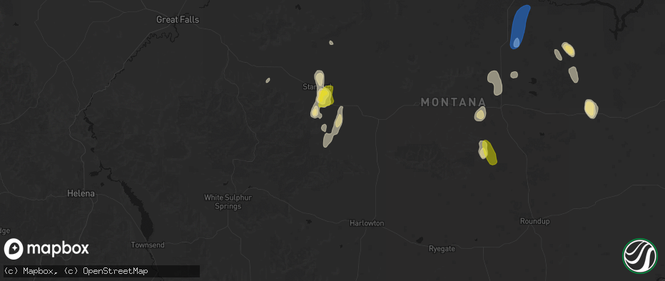Hail map in Hobson, MT on May 29, 2026