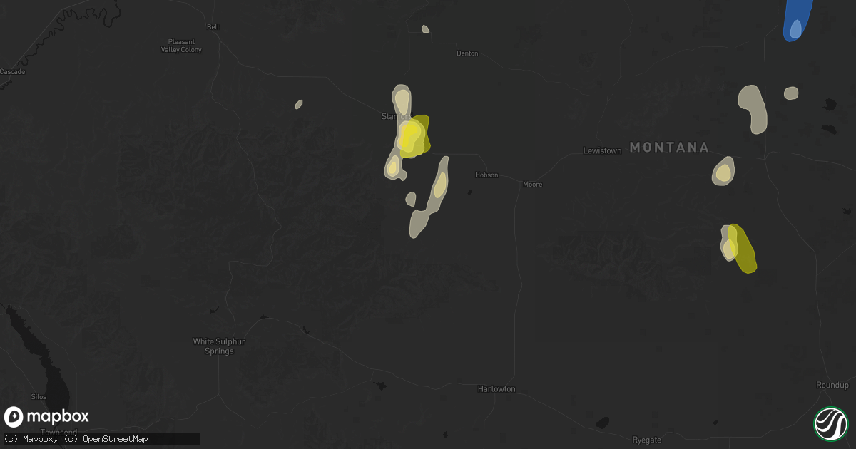Hail map in Hobson, MT on May 29, 2026