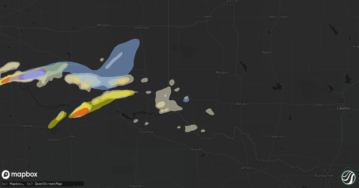Hail map in Hollis, OK on May 29, 2026