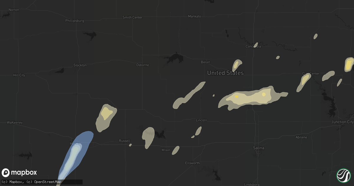 Hail map in Hunter, KS on May 29, 2026