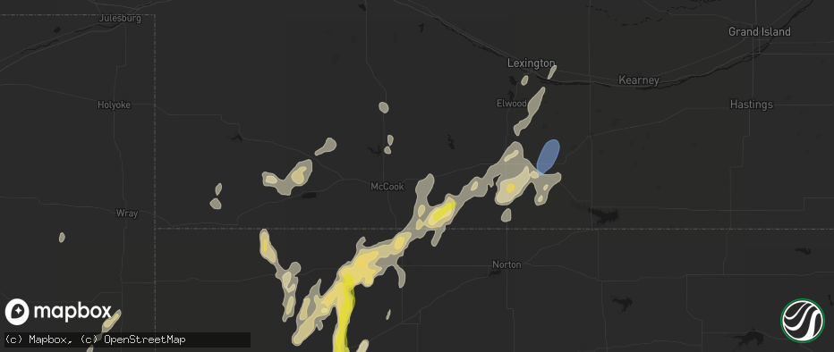 Hail map in Indianola, NE on May 29, 2026
