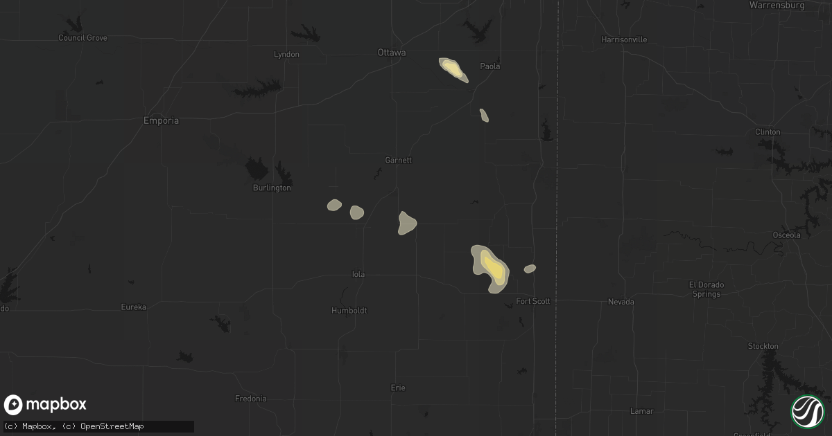 Hail map in Kincaid, KS on May 29, 2026