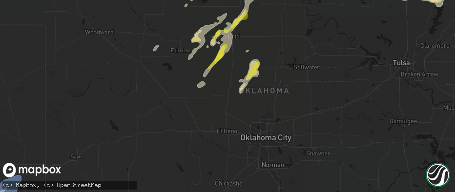 Hail map in Kingfisher, OK on May 29, 2026