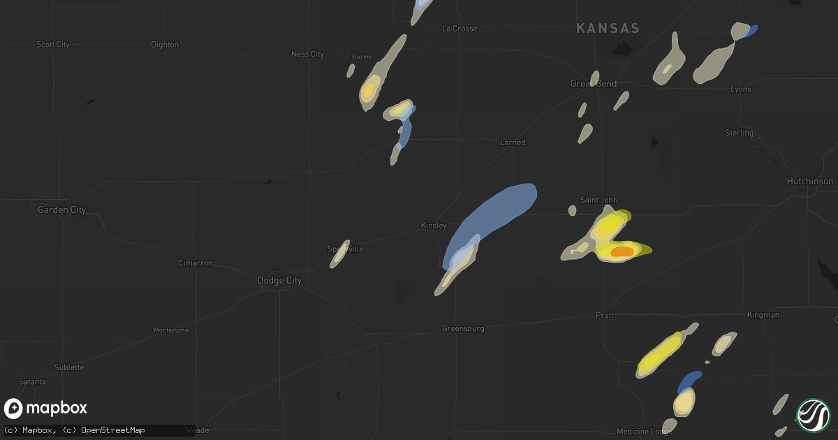 Hail map in Kinsley, KS on May 29, 2026