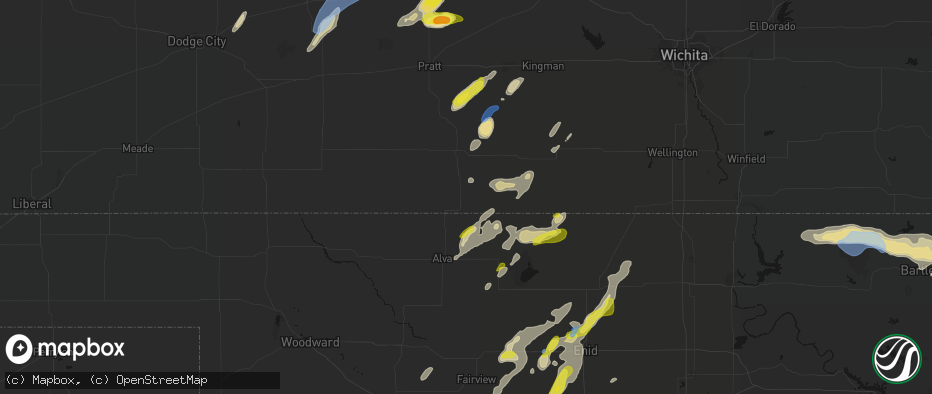 Hail map in Kiowa, KS on May 29, 2026