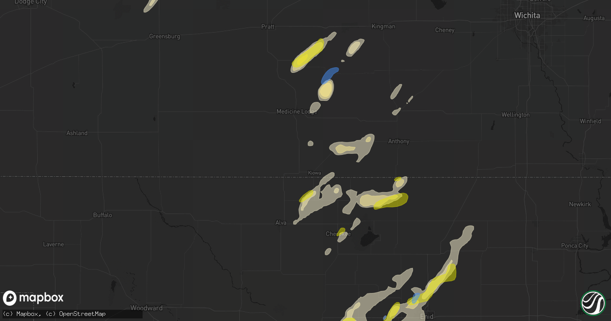 Hail map in Kiowa, KS on May 29, 2026