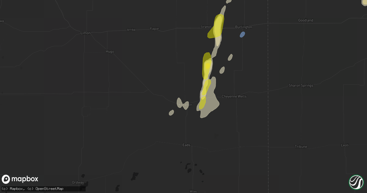 Hail map in Kit Carson, CO on May 29, 2026