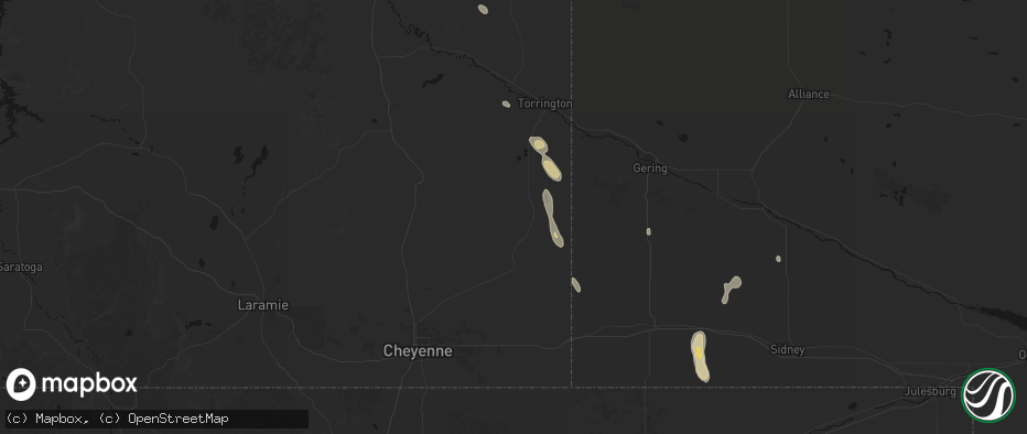 Hail map in Lagrange, WY on May 29, 2026