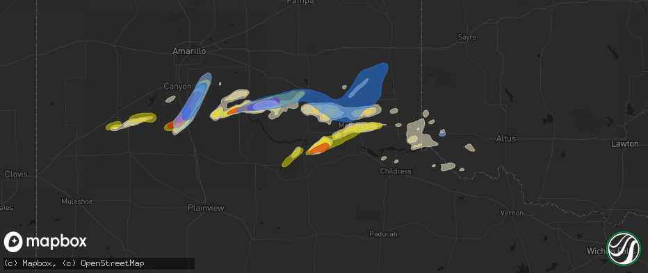 Hail map in Lakeview, TX on May 29, 2026