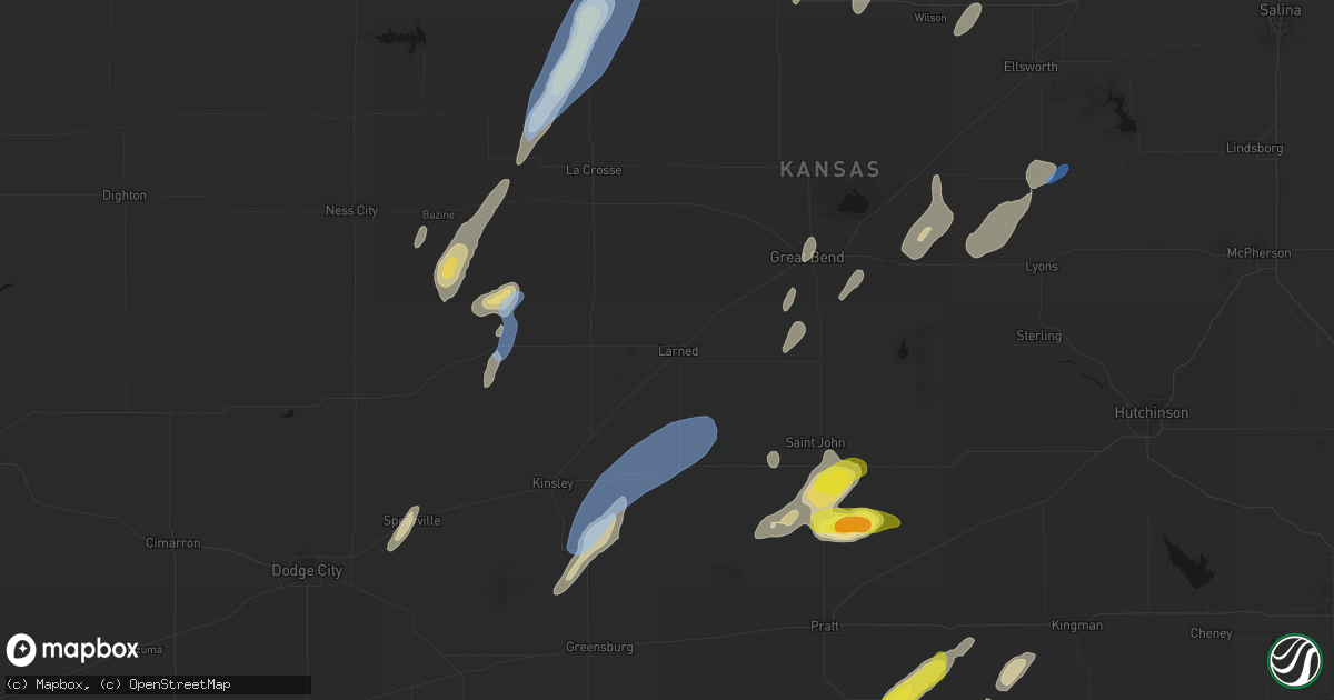 Hail map in Larned, KS on May 29, 2026