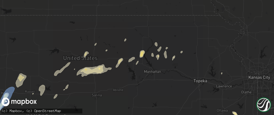 Hail map in Leonardville, KS on May 29, 2026