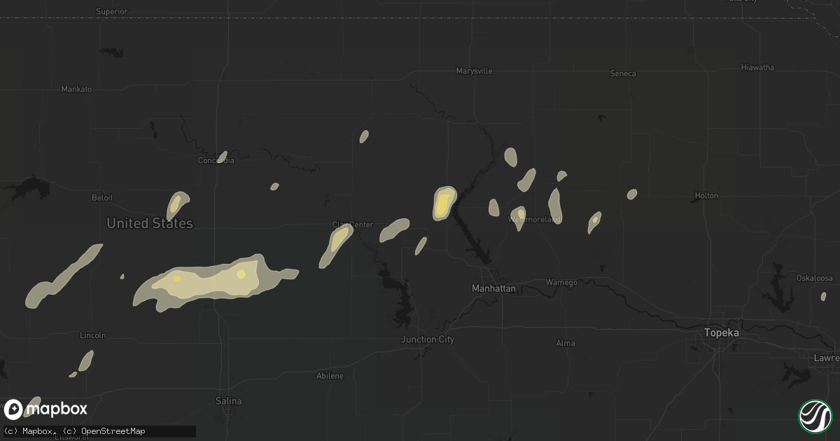 Hail map in Leonardville, KS on May 29, 2026