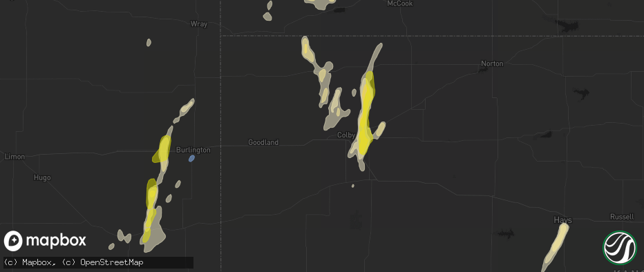 Hail map in Levant, KS on May 29, 2026