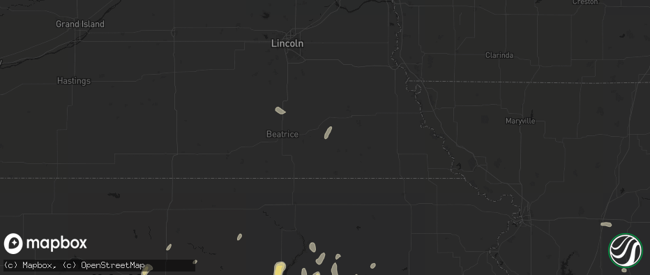Hail map in Lewiston, NE on May 29, 2026
