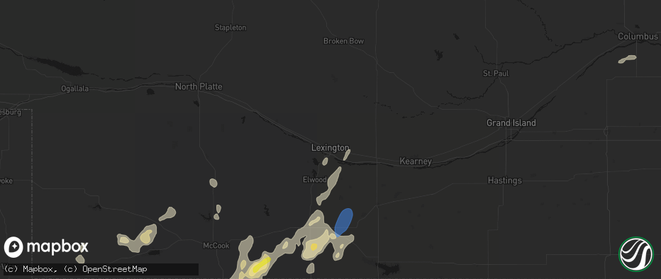 Hail map in Lexington, NE on May 29, 2026